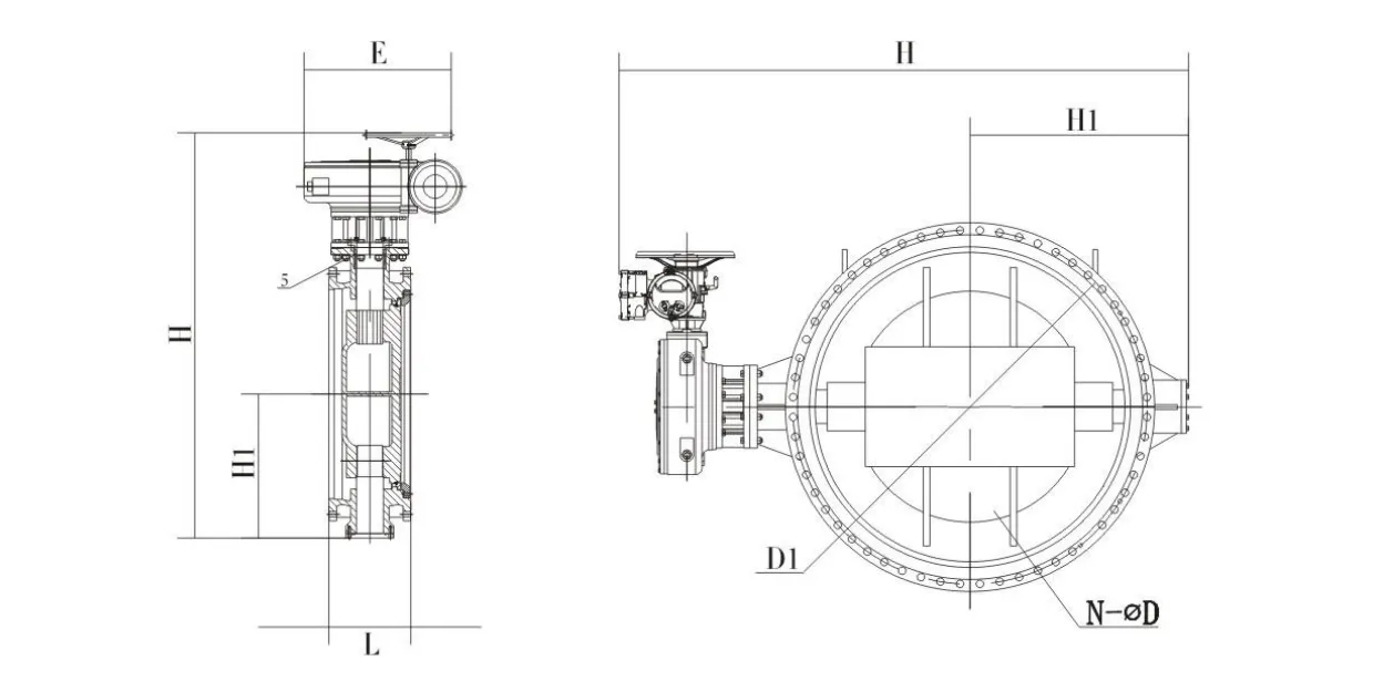 High temperature Rotary Butterfly Valve Dimensions