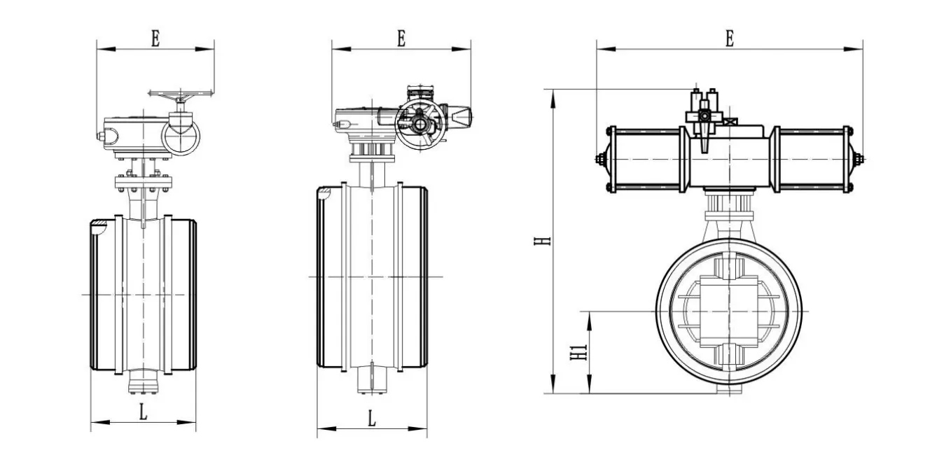 Welded Rotary Butterfly Valve Dimensions