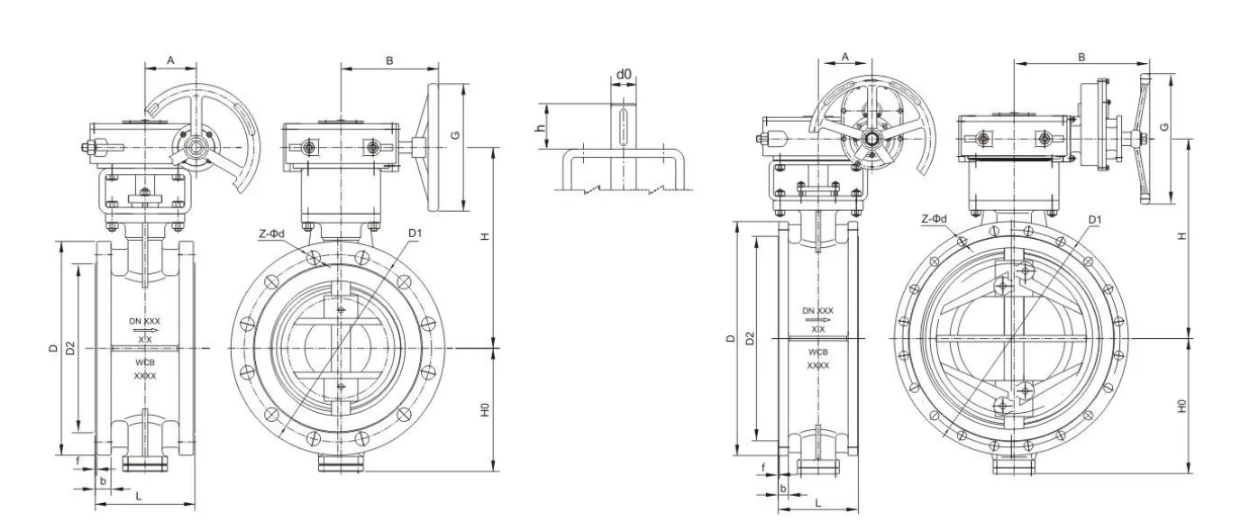 Dimensions D344H-25/40C DN50~DN1600