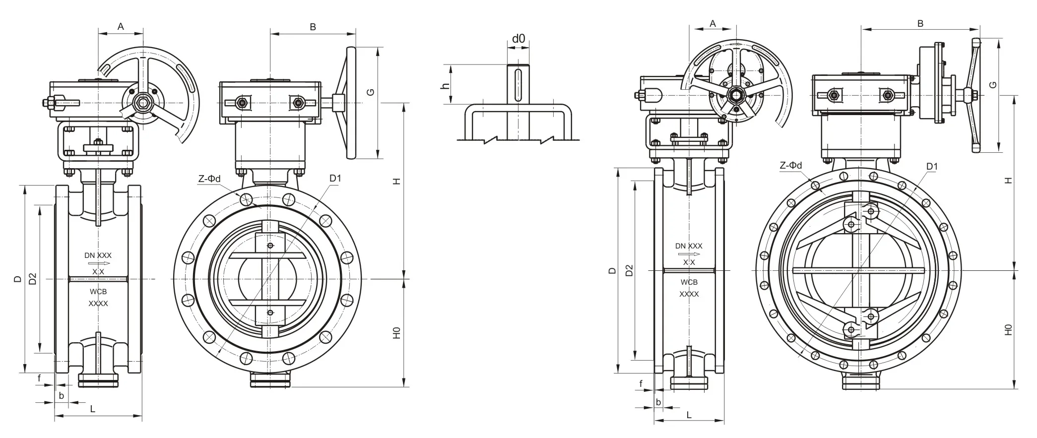 D343H-25/40C DN50~DN1600 Dimensions